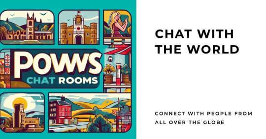 Powys landscape with chat elements, showcasing a vibrant online community platform where users engage in virtual conversations and messaging